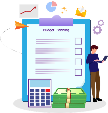 Man making budget planning  Illustration