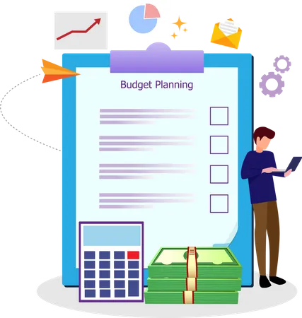 Man making budget planning  Illustration