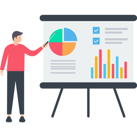 Man making Business Analysis  Illustration