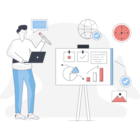 Man  making business chart  Illustration