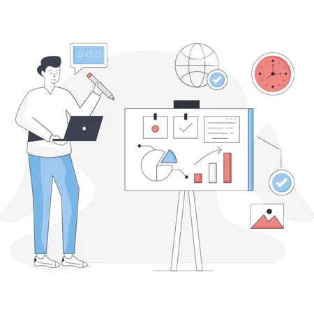 Man  making business chart  Illustration
