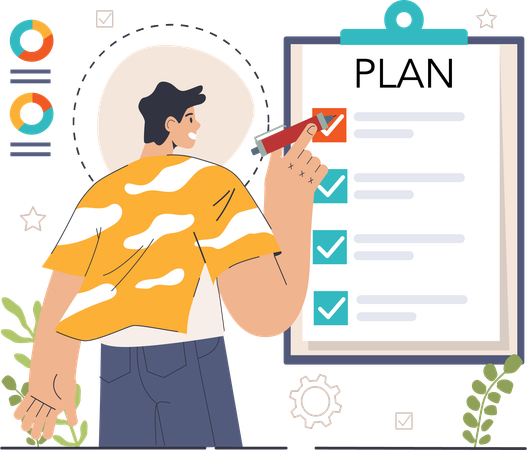 Man making business plan  Illustration