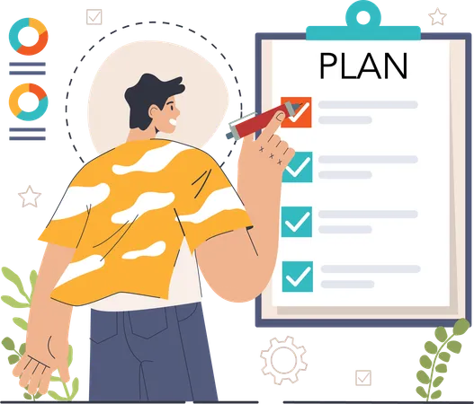 Man making business plan  Illustration