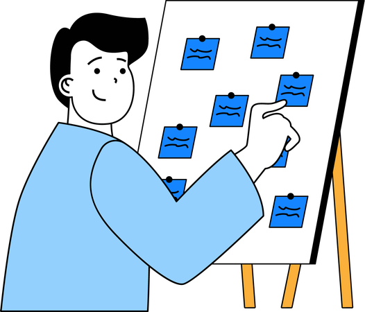 Man making business plan  Illustration