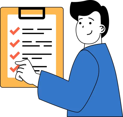 Man making business plan list  Illustration