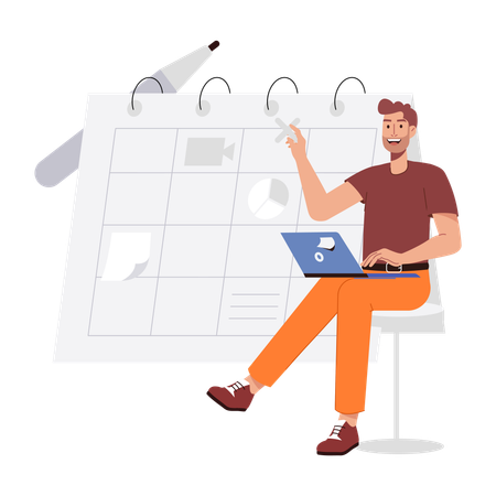 Man Making Business Planning  Illustration