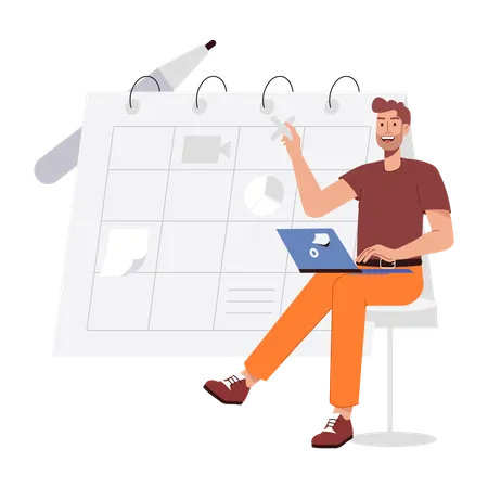 Man Making Business Planning  Illustration