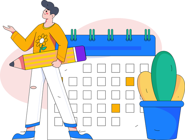 Man making business schedule  Illustration
