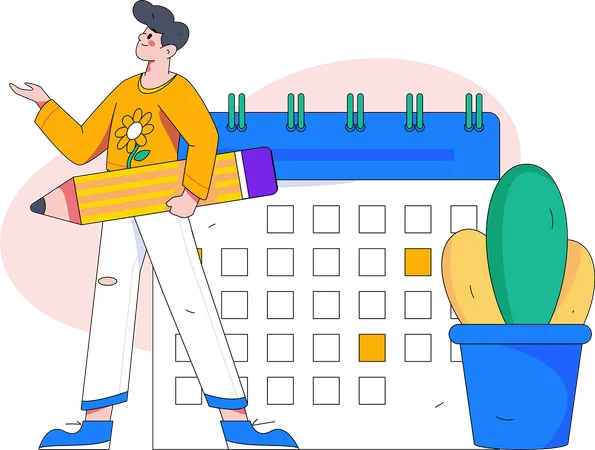 Man making business schedule  Illustration