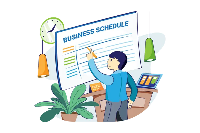 Man making business schedule  Illustration