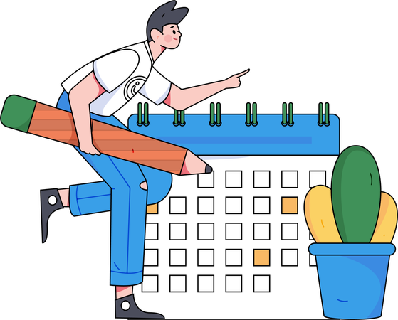 Man making business schedule  Illustration