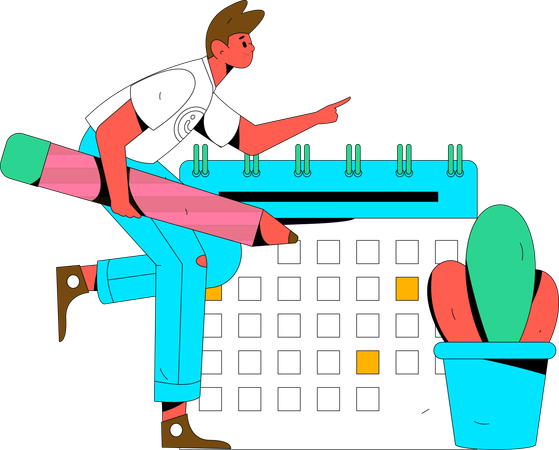 Man making business schedule  Illustration