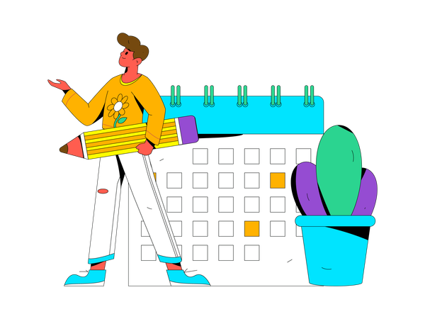 Man making business schedule  Illustration