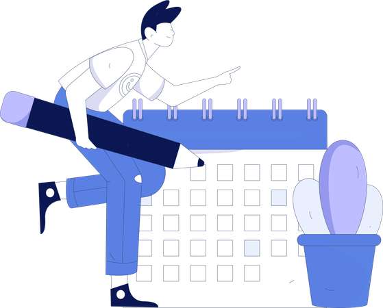 Man making business schedule  Illustration