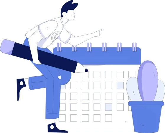 Man making business schedule  Illustration