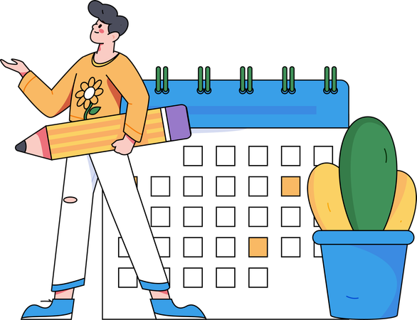 Man making business schedule  Illustration