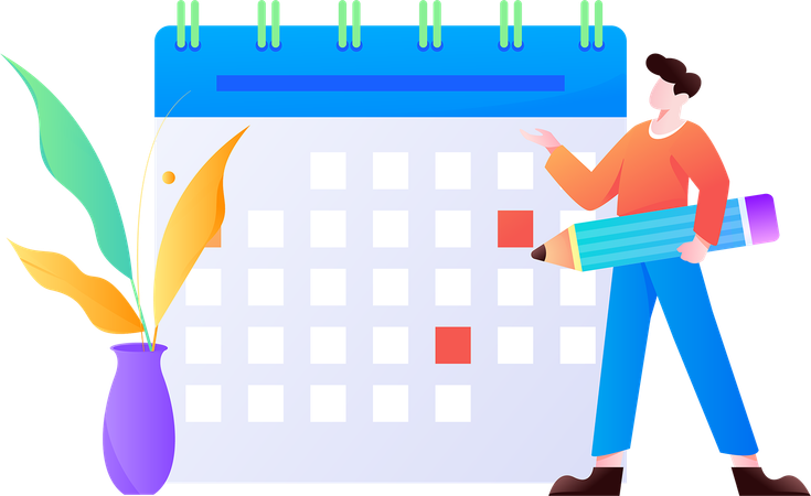 Man making business schedule  Illustration