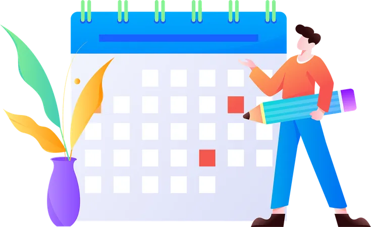 Man making business schedule  Illustration