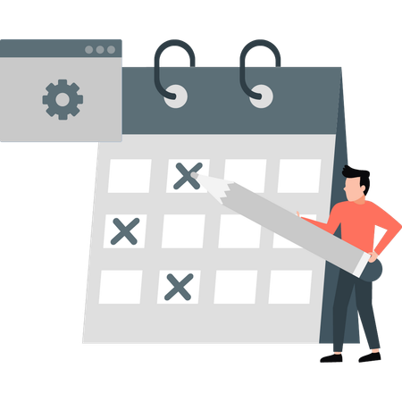 Man making business schedule  Illustration