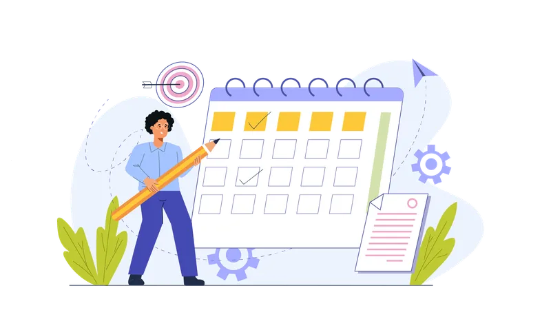 Man making business schedule  Illustration