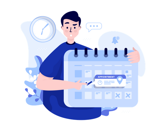 Man making business schedule  イラスト