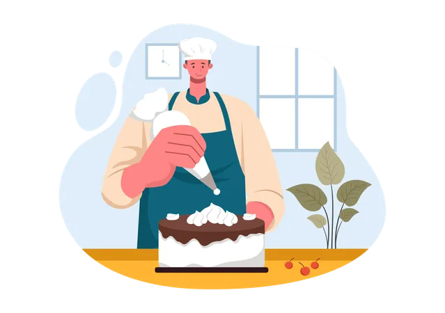 Man making cake  Illustration