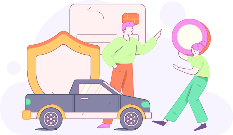 Man making car insurance payment  Illustration