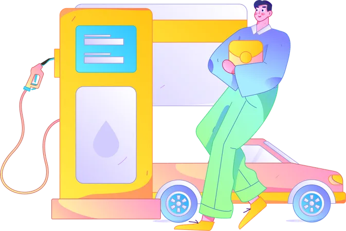 Man making card payment for car petrol  Illustration