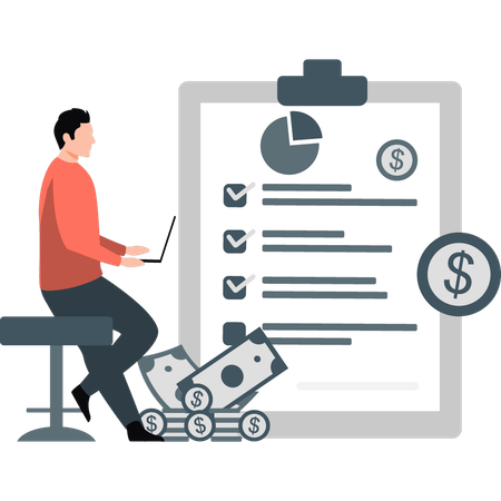 Man making check list  Illustration