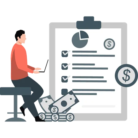 Man making check list  Illustration