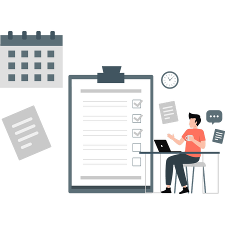 Man making checklist  Illustration