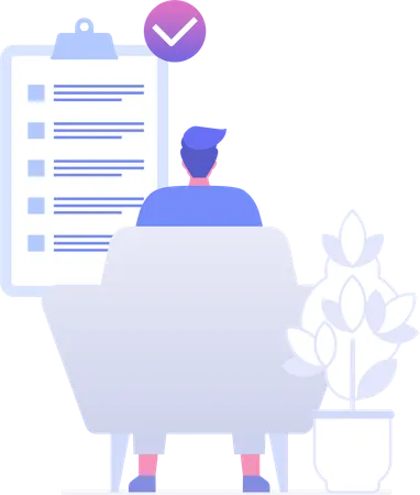 Man making checklist  Illustration