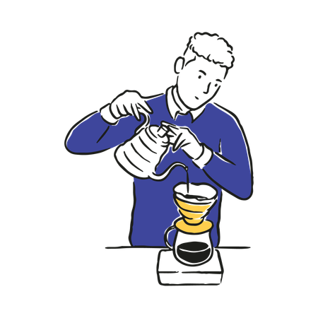 Man making coffee at coffee shop  Illustration