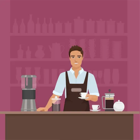 Man making coffee  Illustration