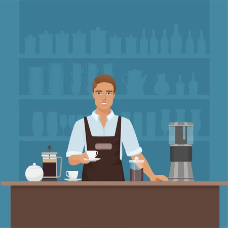 Man making coffee  Illustration