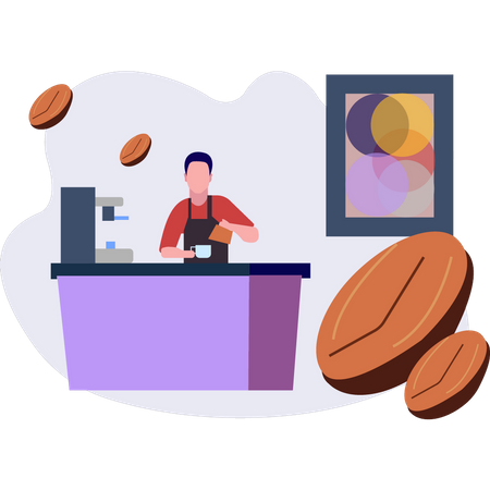 Man making coffee  Illustration