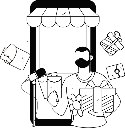 Man making cosmetic product video  Illustration