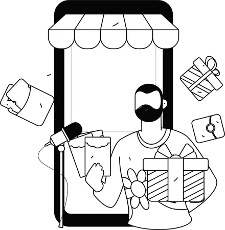 Man making cosmetic product video  Illustration