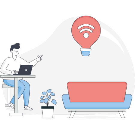 Man Making Creative Bulb  Illustration