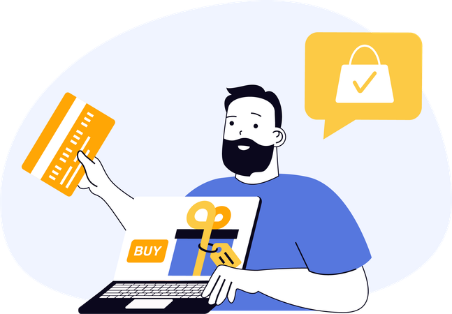 Man making credit card payment for purchases  Illustration