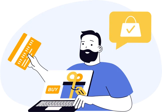 Man making credit card payment for purchases  Illustration