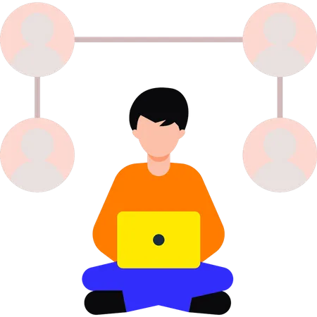 Man making customer connection  Illustration