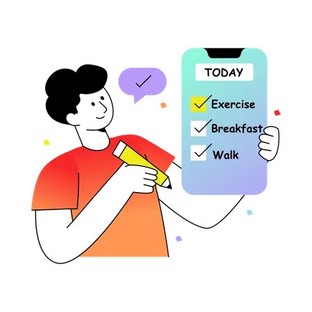 Man Making Daily Task  Illustration