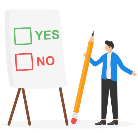 Man making decision list  Illustration