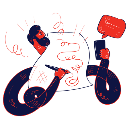 Man making design sketch  Illustration