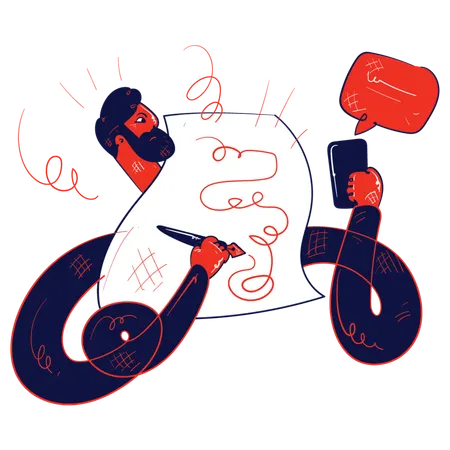 Man making design sketch  Illustration