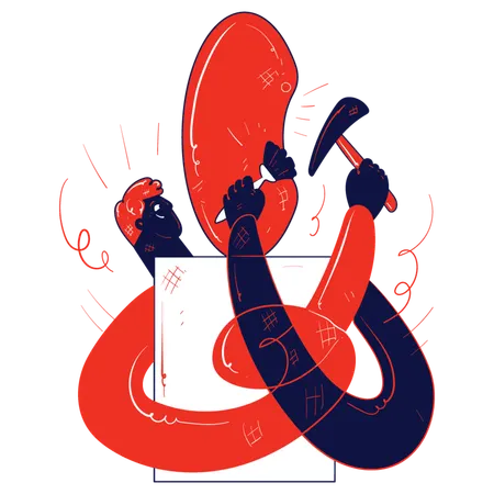 Man making designing sculpture  Illustration