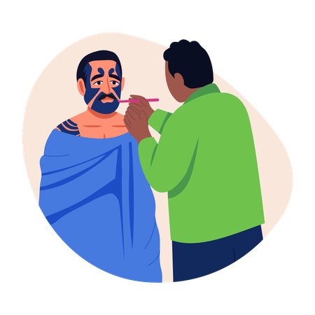 Man making face tattoo  Illustration