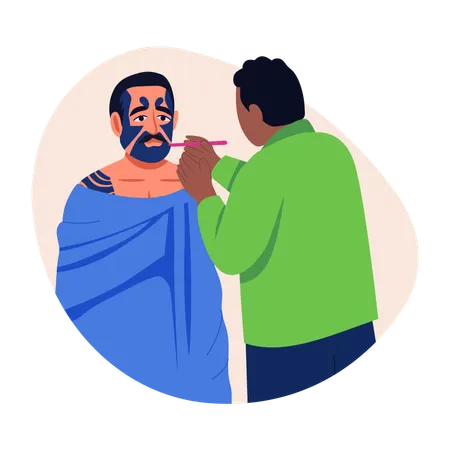 Man making face tattoo  Illustration