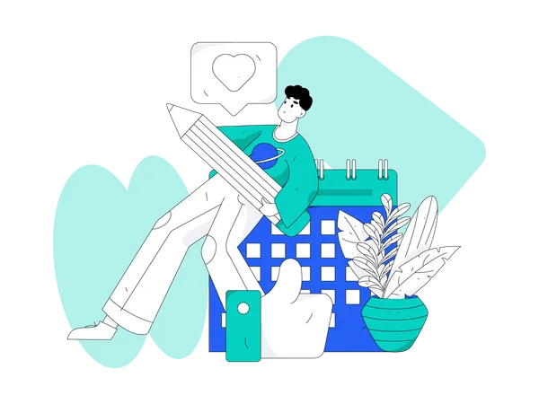 Man making feedback schedule  Illustration